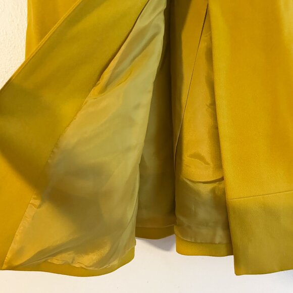 FRENCH CONNECTION Y2K Twee Puff Sleeve Mod Cashmere Wool Blend Yellow Pea Coat - Picture 4 of 11